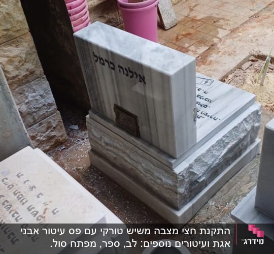 מצבות בבית קברות עם כיתוב בעברית